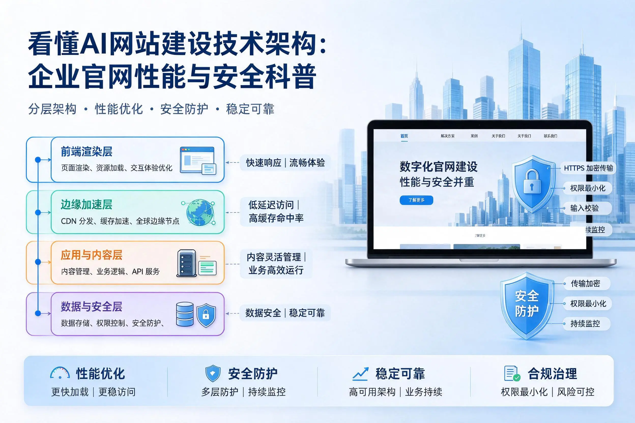 看懂AI网站建设技术架构：临沂企业官网性能与安全科普