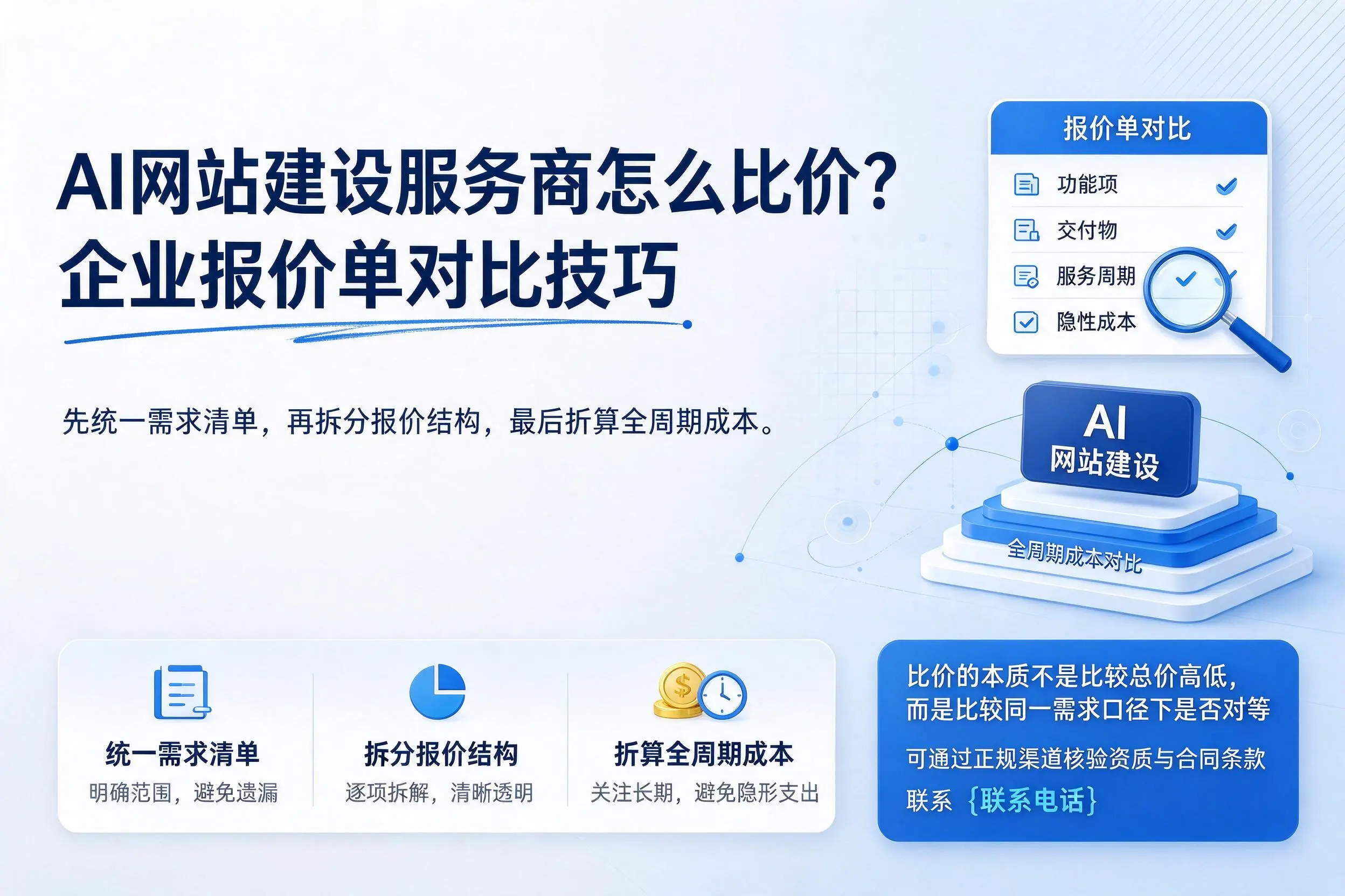 AI网站建设服务商怎么比价？临沂企业报价单对比技巧