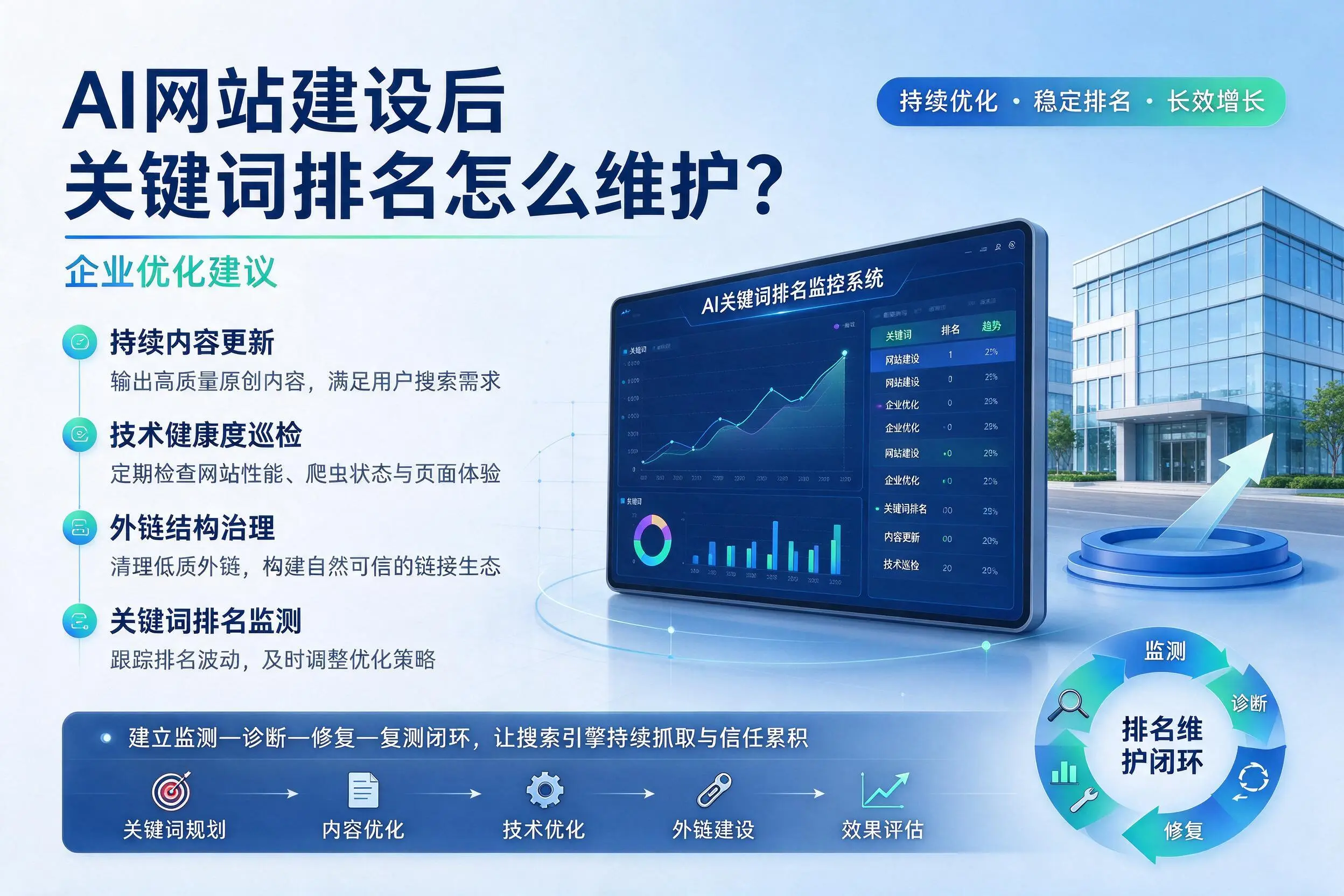 AI网站建设后关键词排名怎么维护？临沂企业优化建议