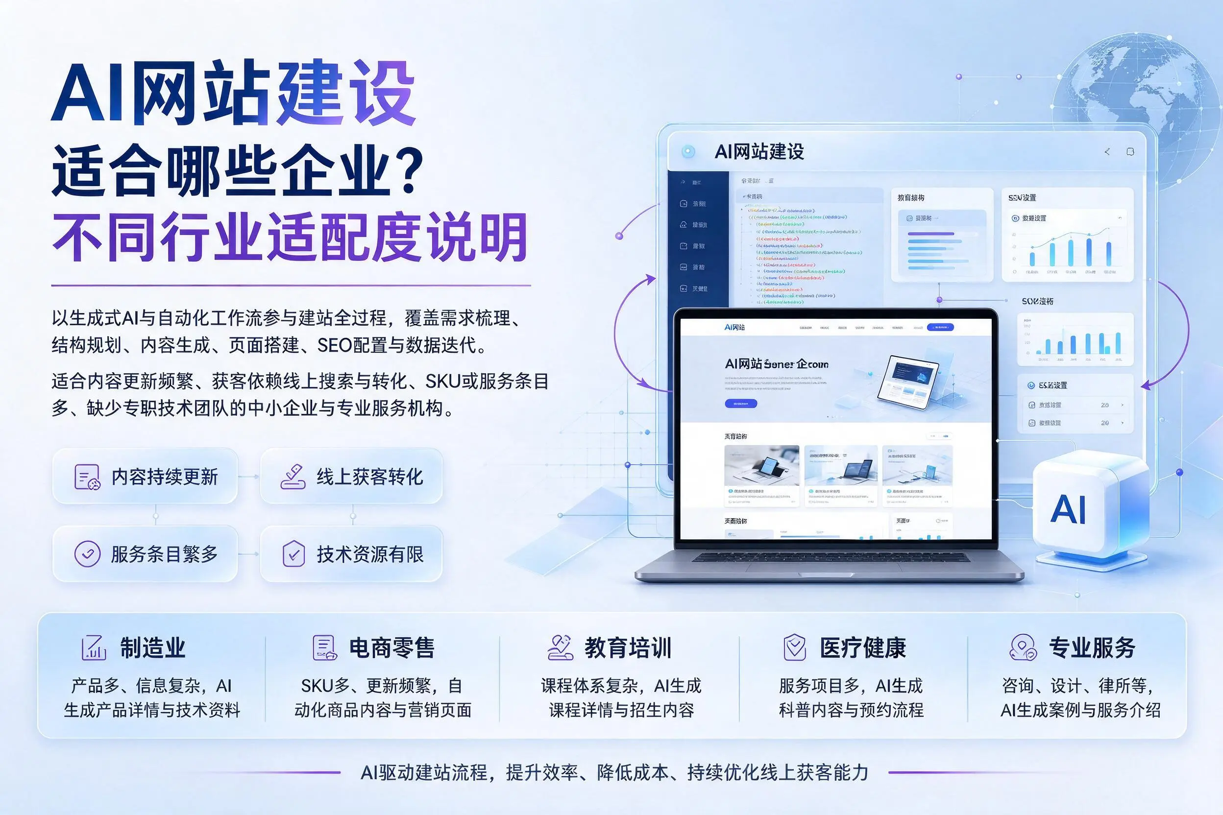 AI网站建设适合哪些企业？临沂不同行业适配度说明